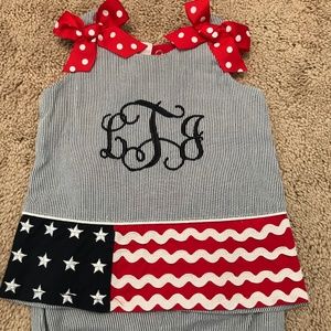 4th of July Patriotic 2pc set boutique applique